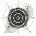 Scientific diagram of a black hole with intricate details tattoo design idea