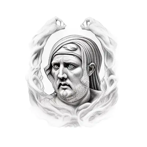 full hand Ancient Rome personas with text tattoo design idea