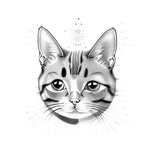 Cute cat tattoo design idea
