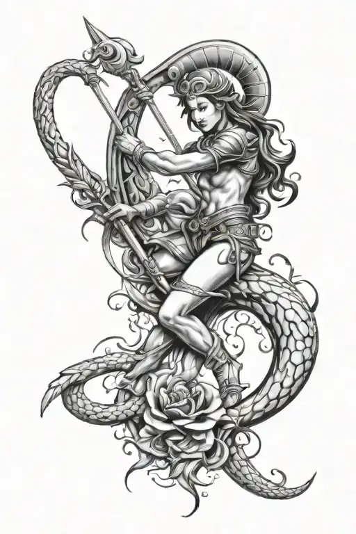 Sagittarius with a snake tattoo design idea