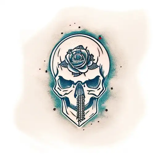 skull with scythe tattoo design idea