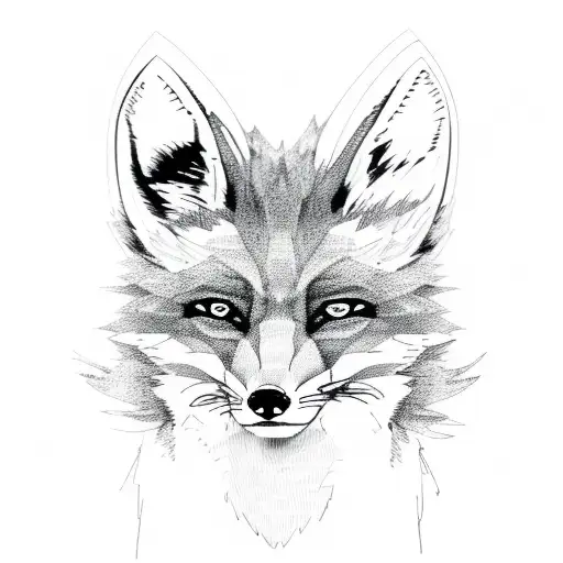 Full body angry fox tattoo design idea