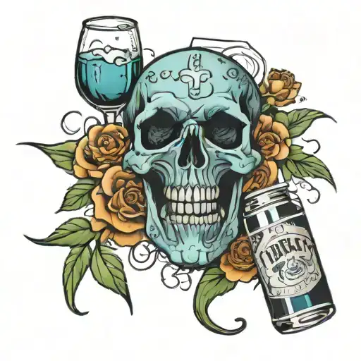 drugs and alcohol tattoo design idea