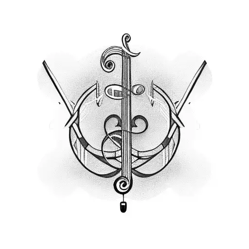 A blackwork tattoo of a musical note intertwined with a gaming controller tattoo design idea