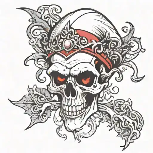 skull, elf tattoo design idea