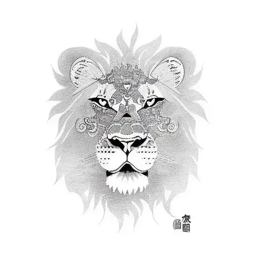 lion and cat mixed  tattoo design idea