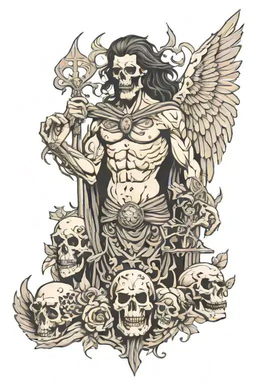 Greek gods Thanatos god of death and Gaia tattoo design idea