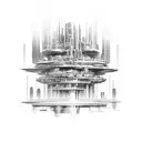 futuristic city tattoo design idea