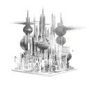 futuristic city tattoo design idea