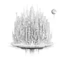 futuristic city tattoo design idea