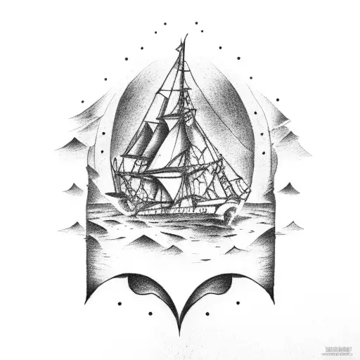 burning ships tattoo design idea