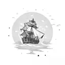 burning ships tattoo design idea