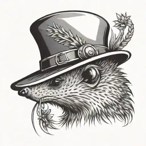 hedgehod wearing john paul hat tattoo design idea
