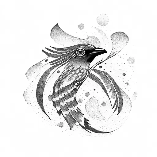 dagger floral magpie tattoo design idea