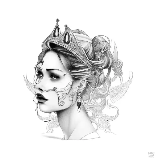 Add an earring with rubys tattoo design idea