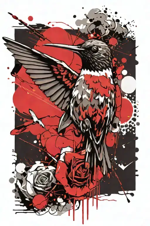 humming bird sitting tattoo design idea