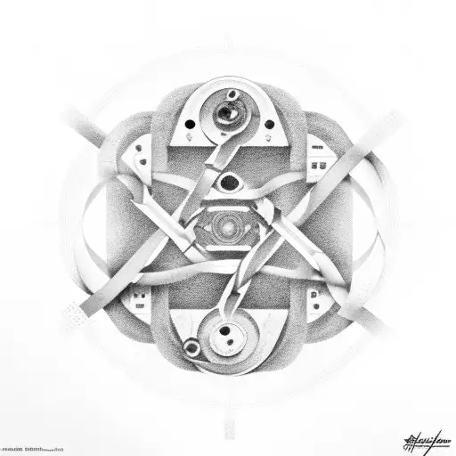 A film reel intertwined with binary code tattoo design idea