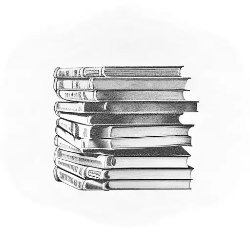 A stack of books with the titles 'Hogwarts Library' and 'Code Chronicles' tattoo design idea