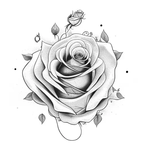 The name esmeralda in cursive with roses falling around it tattoo design idea