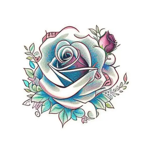 the name esmeralda in cursive with roses falling tattoo design idea