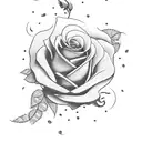 The name esmeralda in cursive with roses falling around it tattoo design idea