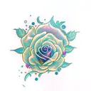 the name esmeralda in cursive with roses falling tattoo design idea