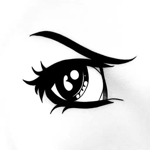 anime girl with beautiful big eyes in HD tattoo design idea