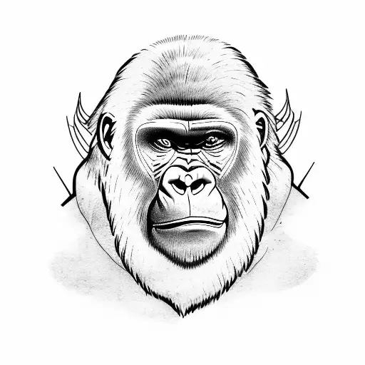 gorilla with bull head tattoo design idea