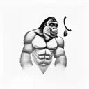 gorilla with bull head tattoo design idea
