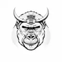 gorilla with bull head tattoo design idea