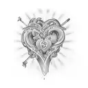 Heart with a K and B engraved tattoo design idea