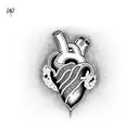 Heart with a K and B engraved tattoo design idea