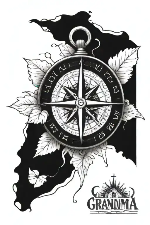 compass with "i love you, grandma" on the bottom  tattoo design idea