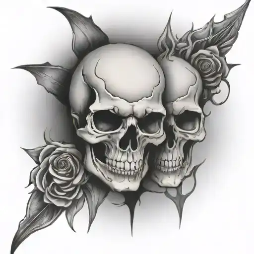 Skull split personality's  tattoo design idea