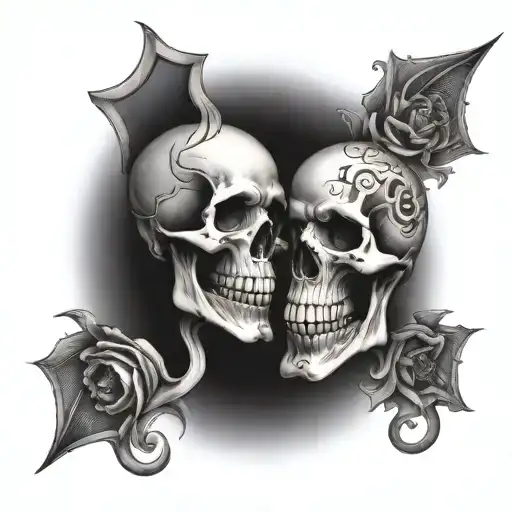 Skull split personality's  tattoo design idea
