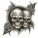 Skull split personality's  tattoo design idea