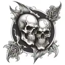 Skull split personality's  tattoo design idea