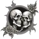 Skull split personality's  tattoo design idea