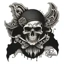 Skull split personality's  tattoo design idea