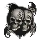 Skull split personality's  tattoo design idea
