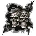 Skull split personality's  tattoo design idea