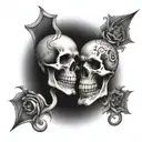 Skull split personality's  tattoo design idea