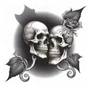 Skull split personality's  tattoo design idea