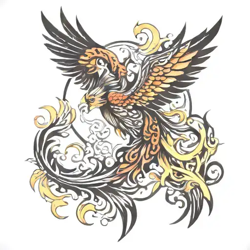 asian phoenix  tattoo design idea