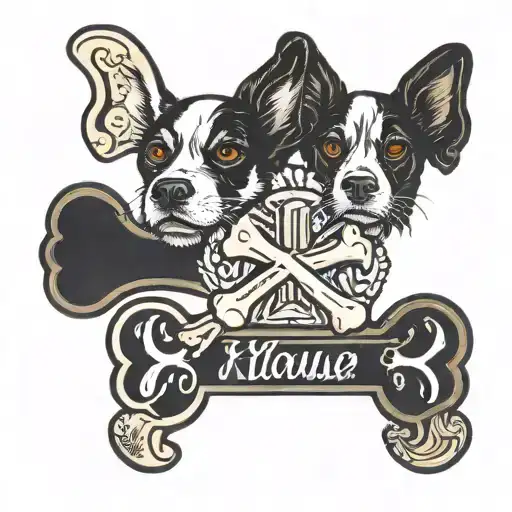 dog bone with the name klouse in it  tattoo design idea