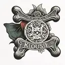 dog bone with the name klouse in it  tattoo design idea