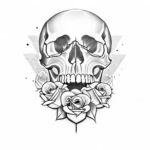 Skull and Roses juice wrld tattoo design idea
