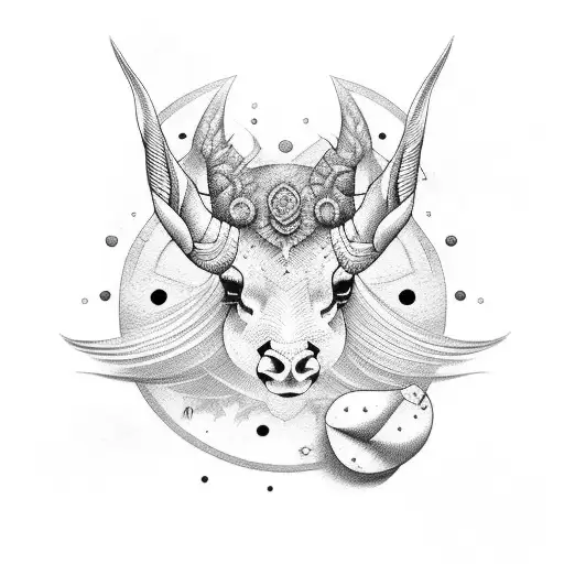 símbolo de Capricornio con laureles  tattoo design idea