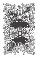 Black puddle with a bowtie tattoo design idea