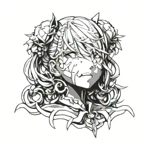 ahegao of the character rem from re-zero tattoo design idea